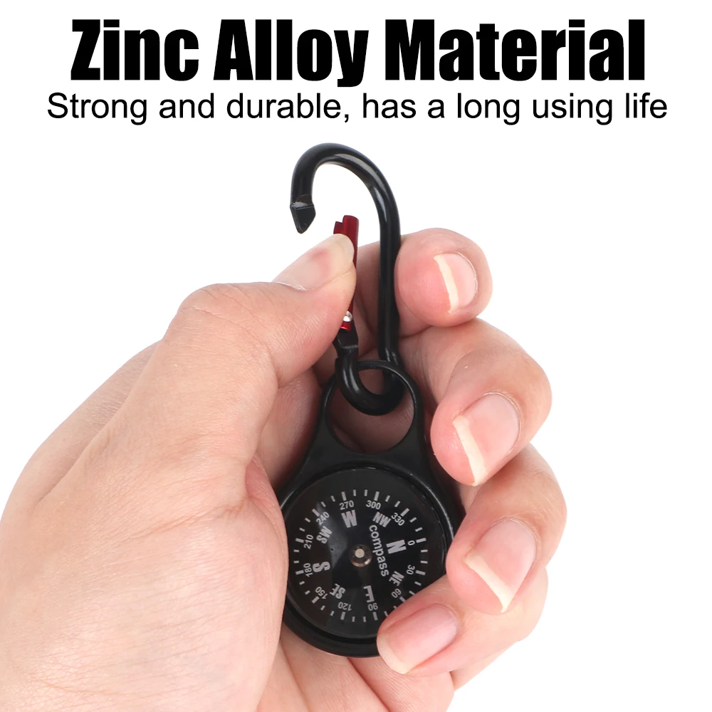 Compass Carabiner Camping Accessory Zinc Alloy Magnetic Portable Clip Snap Hook For Outdoors Hiking Backpacking