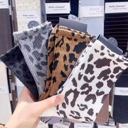 Women Socks Cotton Retro Cool Leopard Print Terry Thick Winter Warm Sock Cotton Animal Girl Gift Funny Holiday Winter Kawaii Sox
