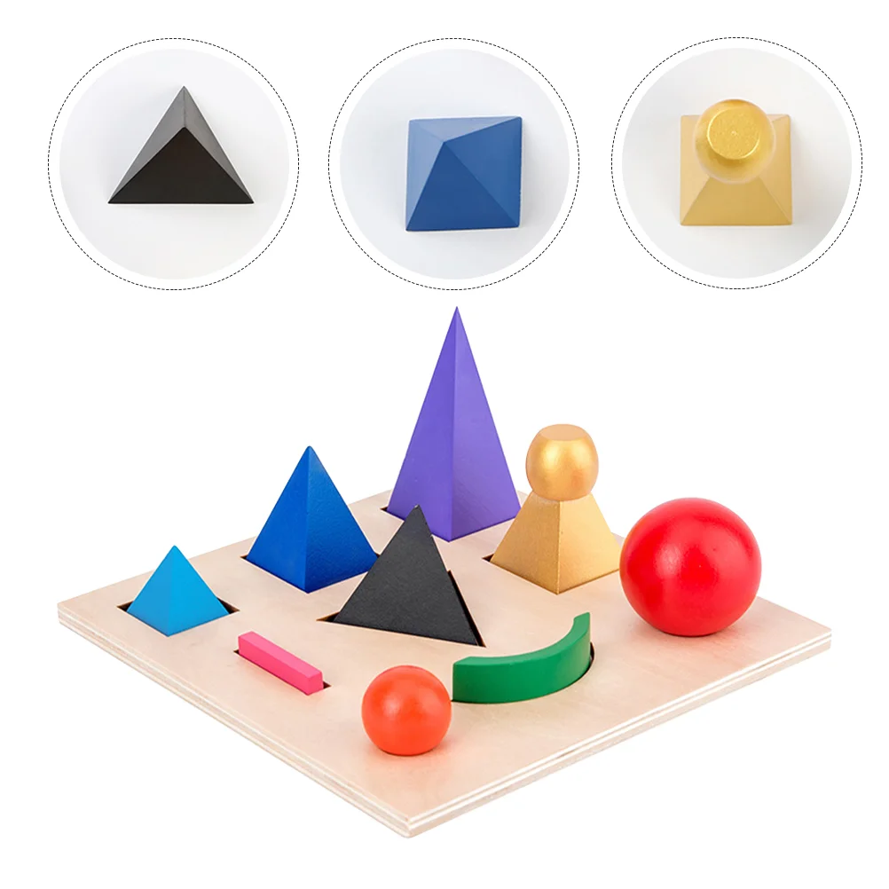 Brain Toy Three-dimensional Symbol Teaching Aids Jigsaw Toddler Cognitive Plaything Wooden Geometry Building Preschool