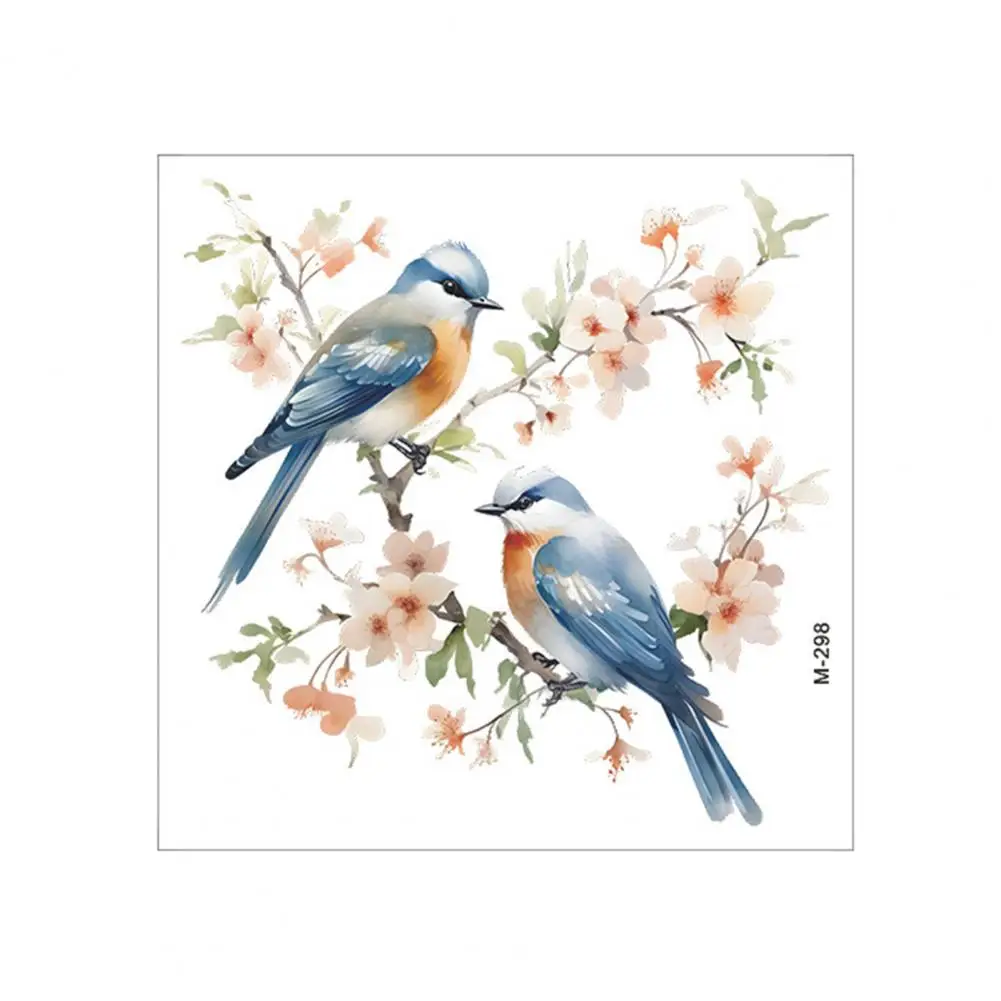 Long-lasting Vibrant Color Stickers Vibrant Bird Flower Toilet Stickers Waterproof Long-lasting Adhesion for Easy Home