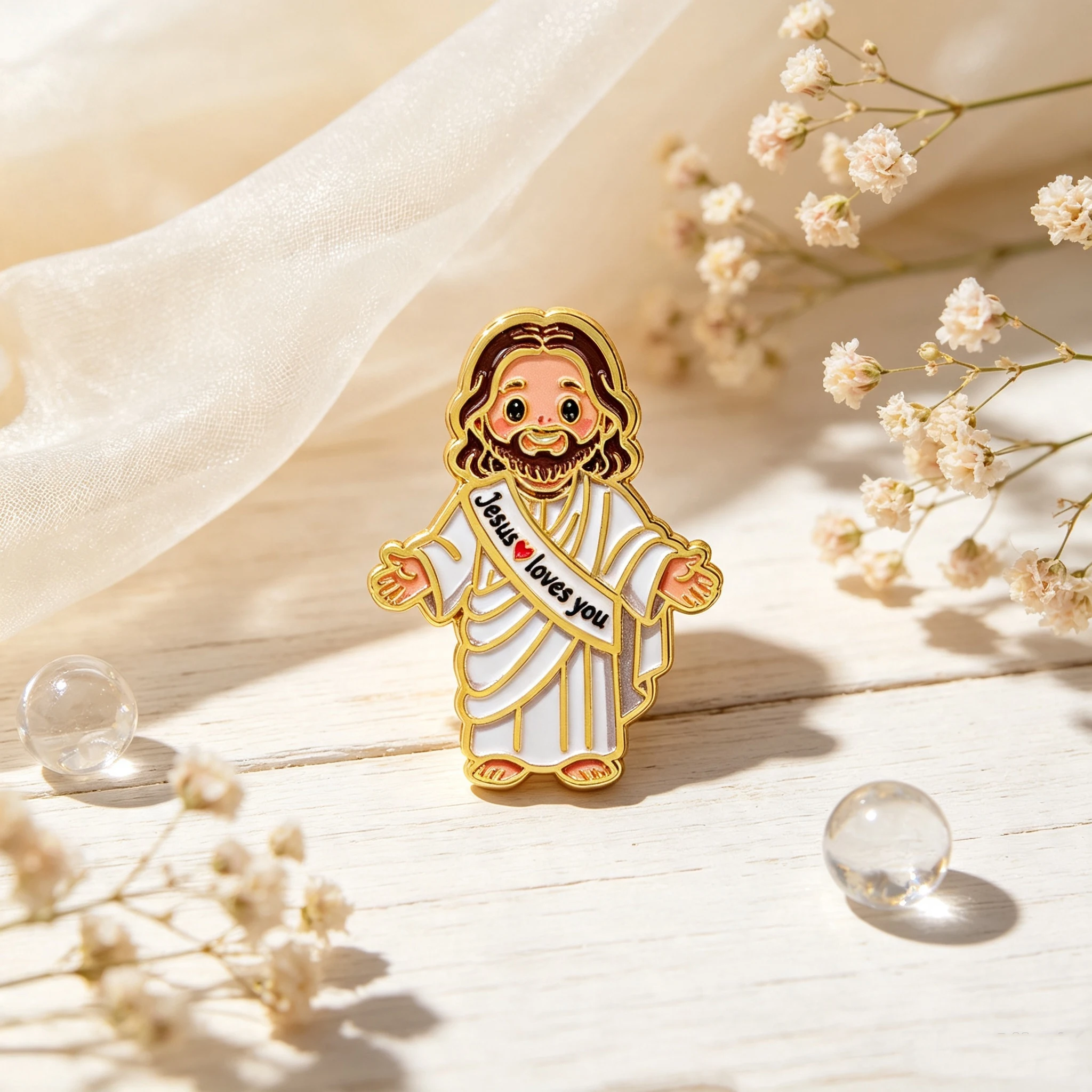 Men'S Accessories Quotes - Jesus Loves You Quote Enamel Pin