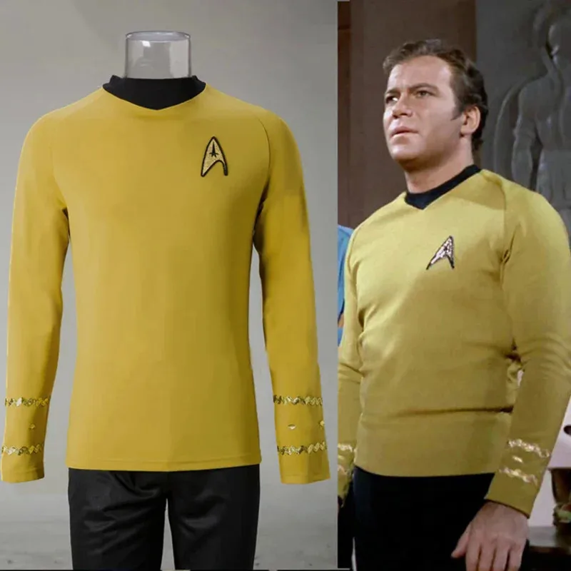 

Cosplay Stars TOS The Original Series rek Kirk Shirt Uniform Costume Halloween Yellow Costume