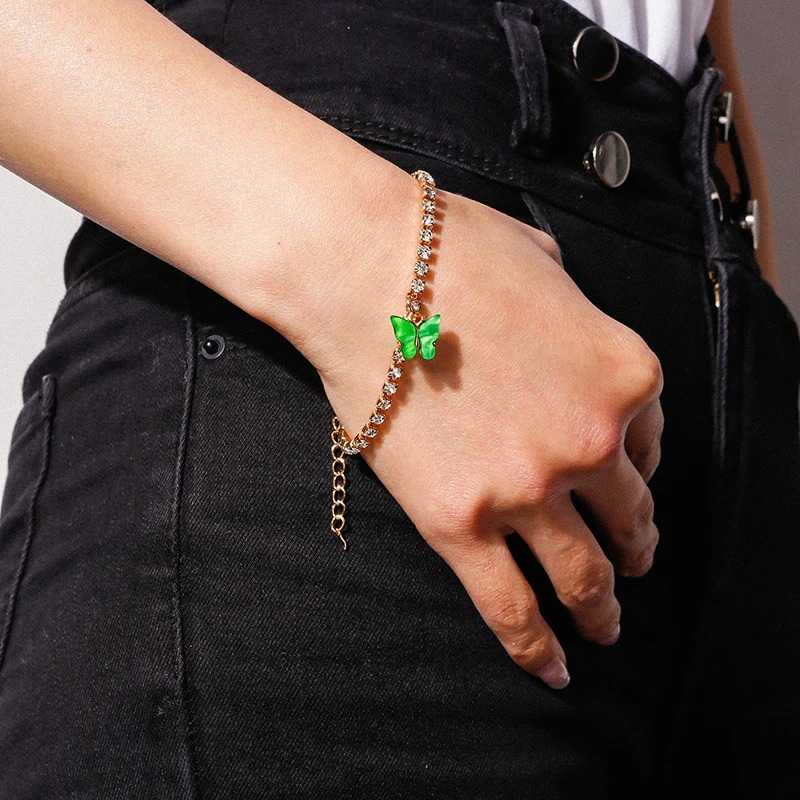 Aihua Neue Glänzende Kubische Tennis-Ketten-Schmetterlings-Armbänder für Frauen Sommer Strand Verstellbare Armbänder Geburtstagsparty-Schmuck – Detail 23