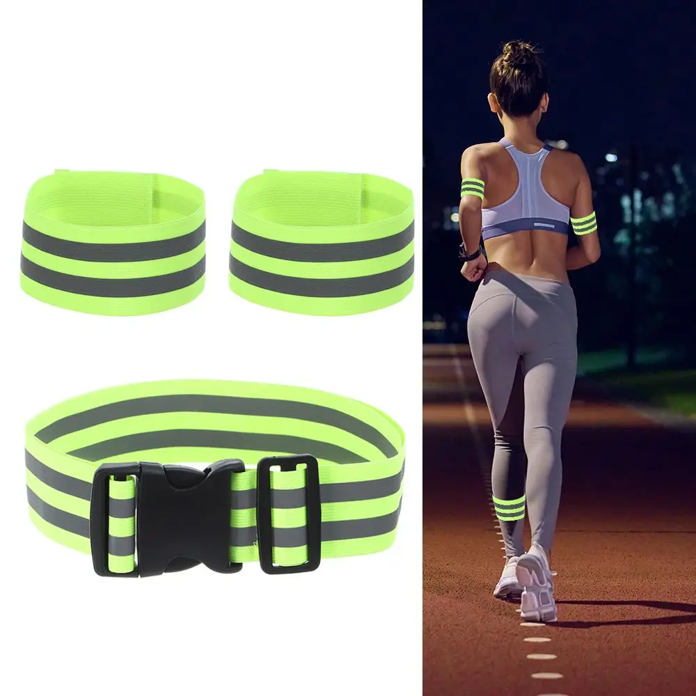 2 Reflective Strips Running Night Walking Luminous Wristband Glow Belt Reflective Band Strap Safety Reflective Straps