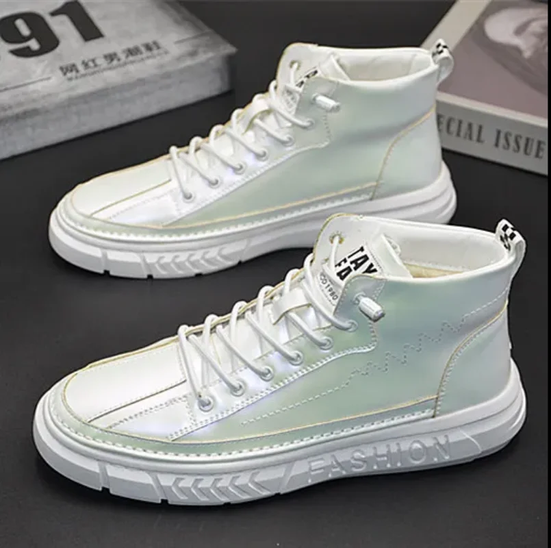 Men High Top Sneakers Male Ankle Boots Luxury Glitter Shoes Streetwear Hip Hop Casual Boots Chaussures Homme Skateboard shoes