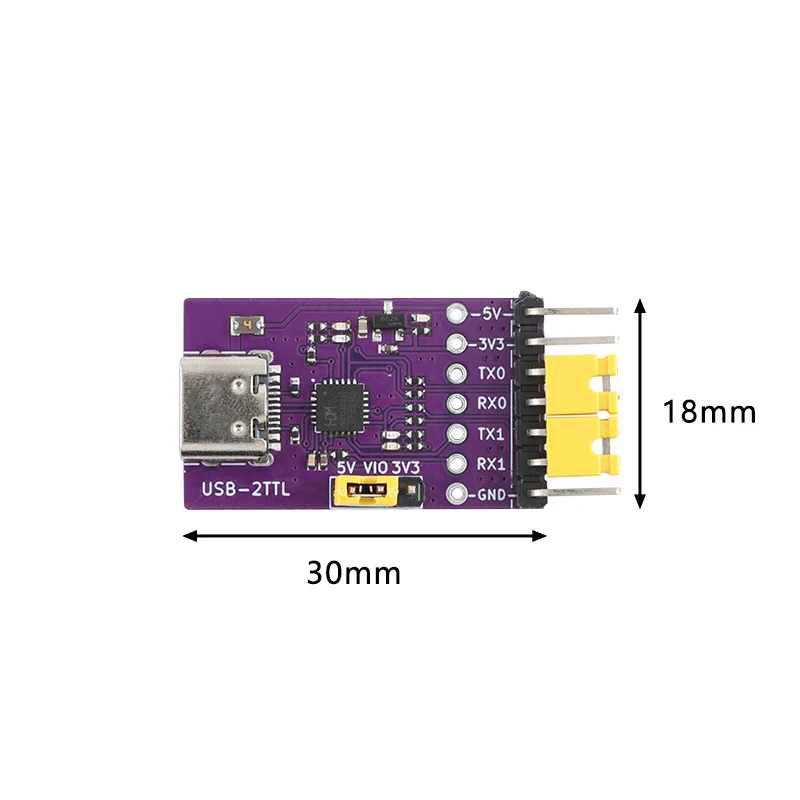 โมดูลแปลงสัญญาณ USB เป็นพอร์ต TTL แบบ 2 ช่องสัญญาณ ชนิด Type-C ความเร็วสูง 50bps-3Mbps ชิป CH342 จำนวน 10 ชิ้น/1 ชิ้น