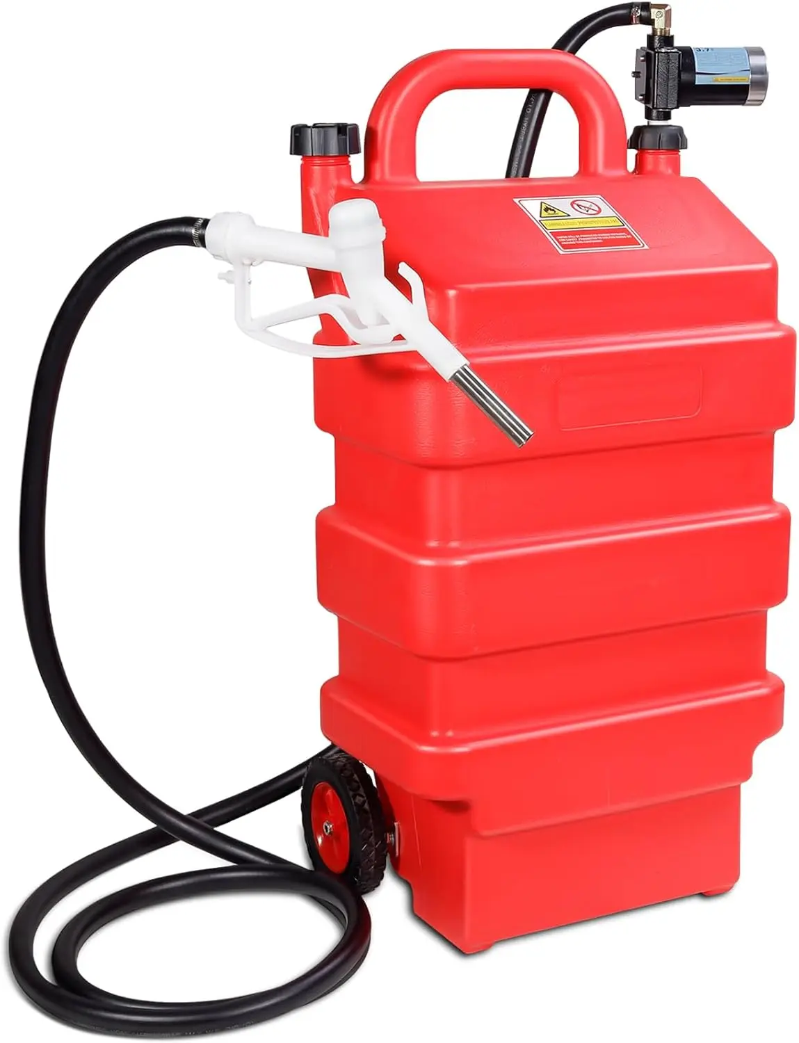 16 Gallon 60L Portable Fuel Caddy Tank with 12V DC Electric Gasoline Diesel Fuel Transfer Switch Control Wheels for Gasoline