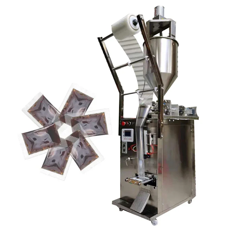 Automatic liquid chili sauce packaging machine oil sauce filling honey seasoning water hot pot material sealing packaging machin