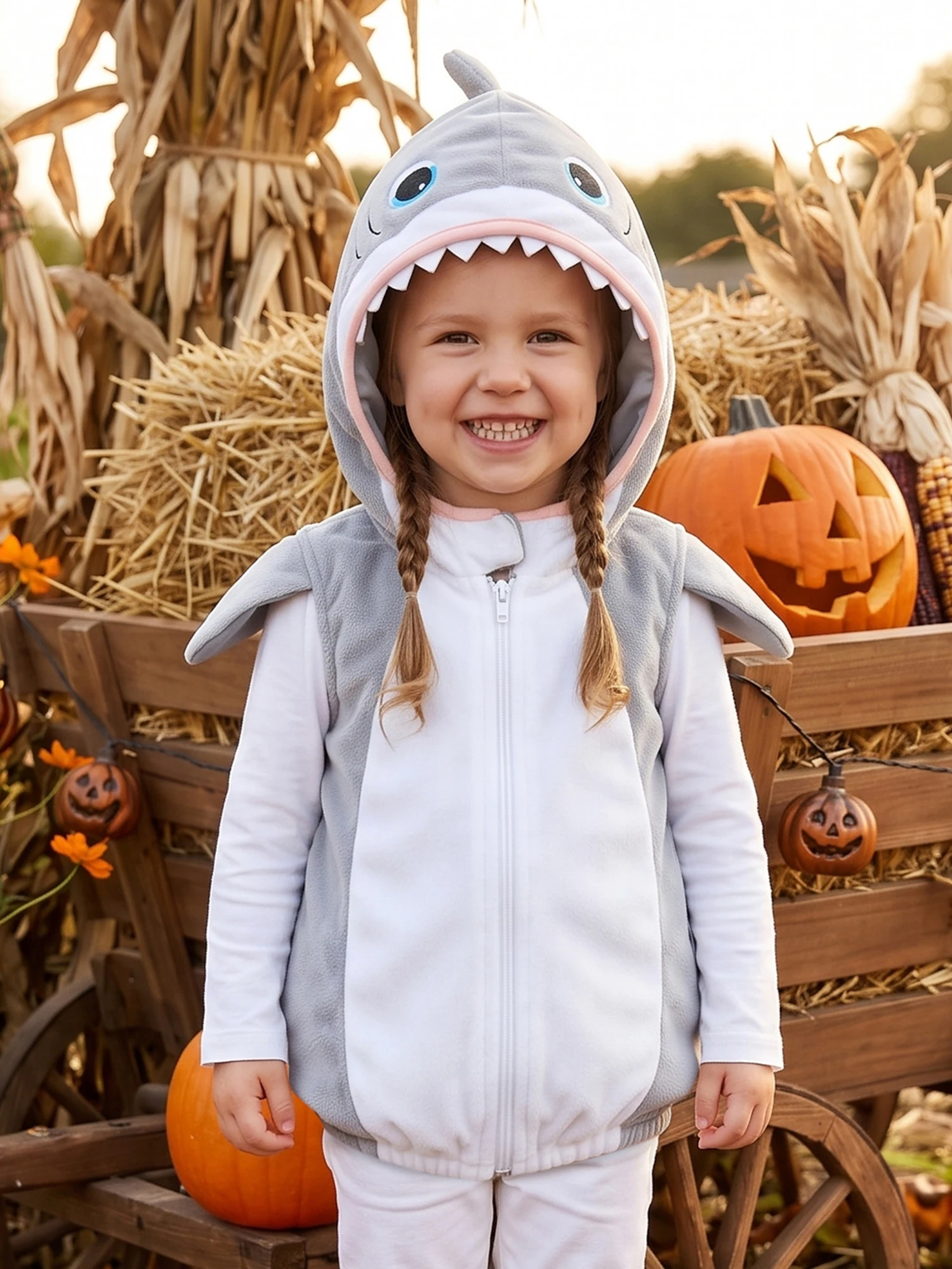 Boy Halloween Halloween Zipper Hooded Vest Costume Cute Costume Cute Toddler Shark Halloween Shark Costume Hooded Vest For