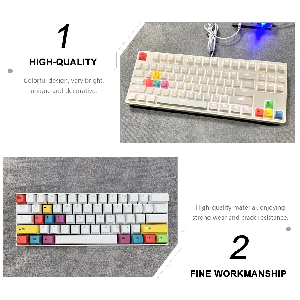 

9 шт. красочные высококачественные механические колпачки для клавиш, устойчивые к царапинам, пыленепроницаемые, простая установка, декоративные персонализированные колпачки для клавиш