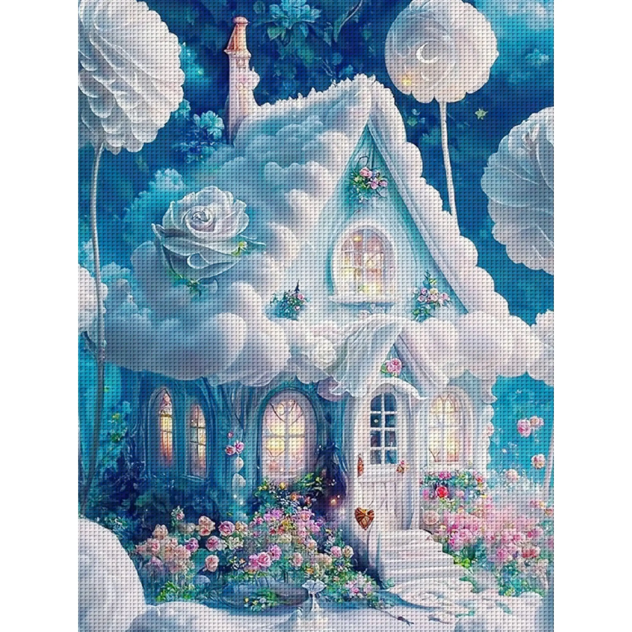 

1PC 36X46cm/14.17X18.11inch, 11CT print cross stitch DIY kit,Cloud House,adult beginner's relaxed cross stitch stitch set