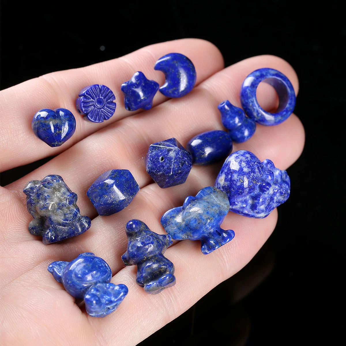 1 Pc Natural Stone Lapis Lazuli Carved Gourd Irregular Shape Bead Charms for Jewelry Making DIY Bracelet Necklace Accessories