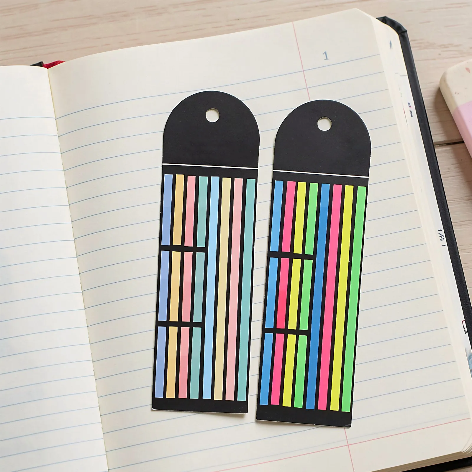 32Pcs Transparent Removable Highlighter Tape Strips Neon Fluorescent Colored Sticky Indexing Tabs Marking Page Flags for Study view 2