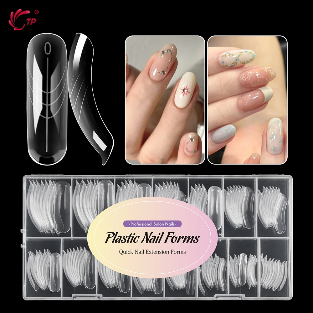 

TP 140Pcs/150Pcs Clear Dual Forms Nail Mold Reusable UV Acrylic Extension Upper Forms for Poly Nail Gel Salon DIY Manicure Tool