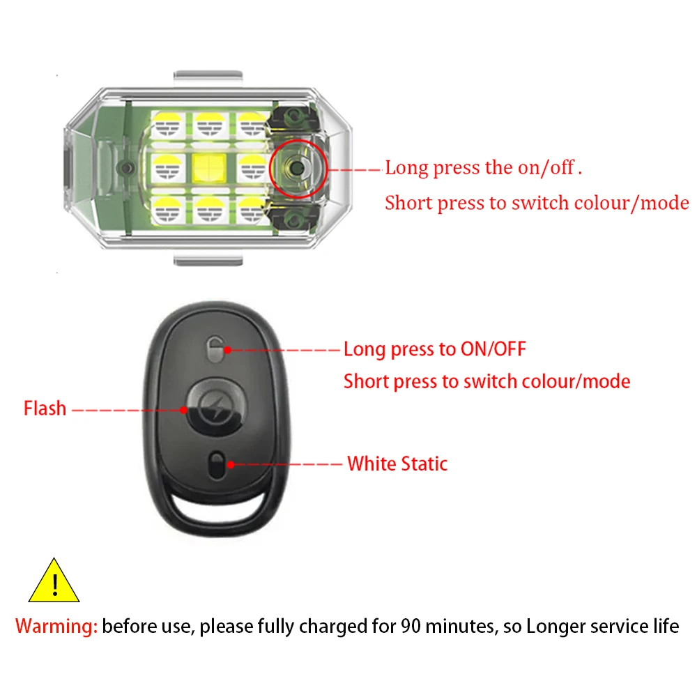 4Pcs Remote Flash Strobe Light Motorcycle Led Flash Anti-collision Warning Lamp Waterproof Wireless Remote Control For Car Bike