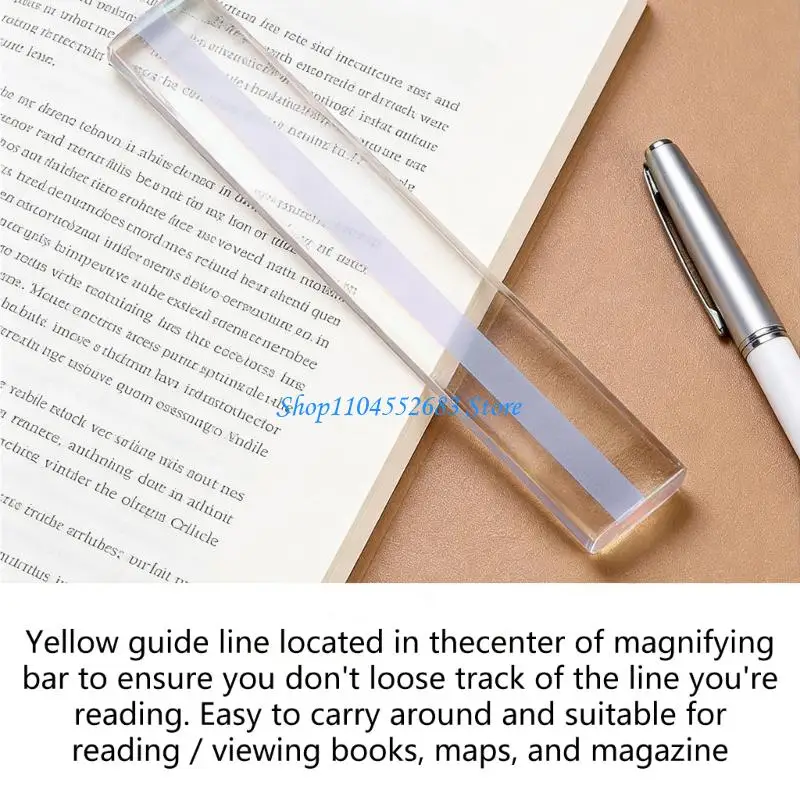 

Y6GD 6in Ruler Bar Portable Acrylic Magnifier for Reading Small Prints Professional Magnifier with Guiding Marker