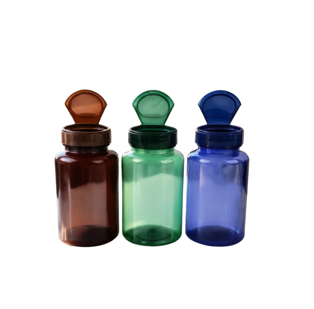 30 Pcs 250ml Brown Green Blue Flip Top Bottle with Sealing Sticker Leak Proof Empty Refillable Container for Packaging Dispensin