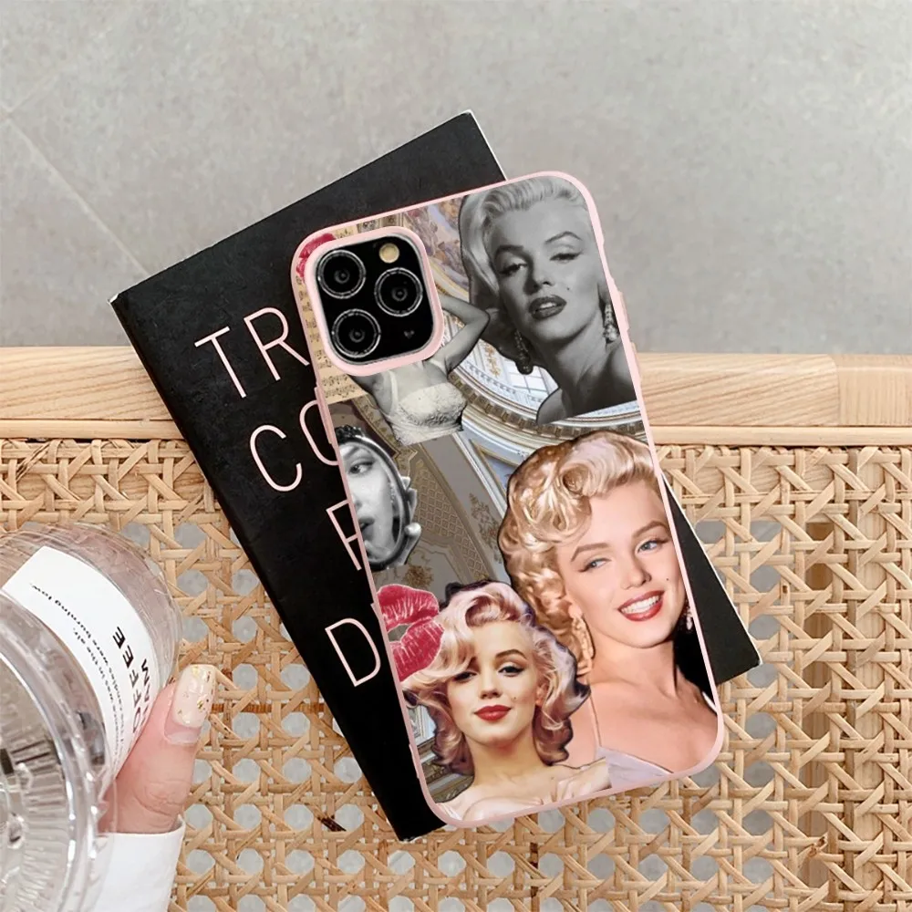 M-Marilyn M-Monroes Phone Case for iPhone 14 11 12 13 Mini Pro Xs Max 8 7 6 6S Plus X XR Solid Candy Color Case