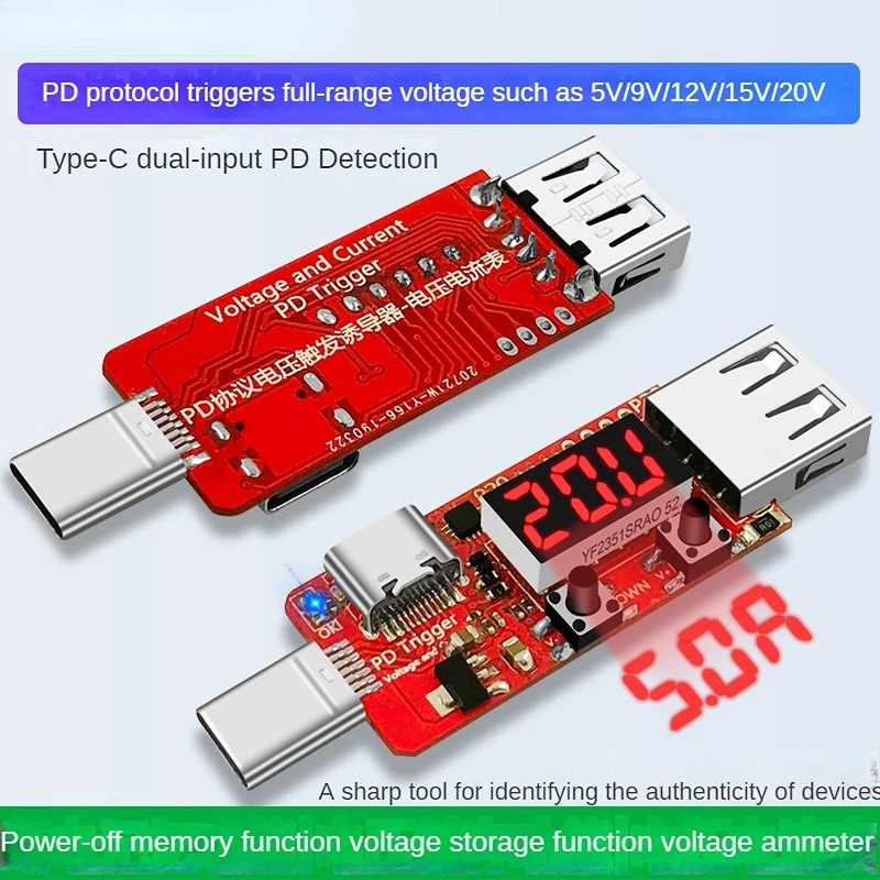 Type-c PD3.0 Decoy a ricarica rapida Display digitale voltmetro rilevatore di corrente scheda di attivazione automatica