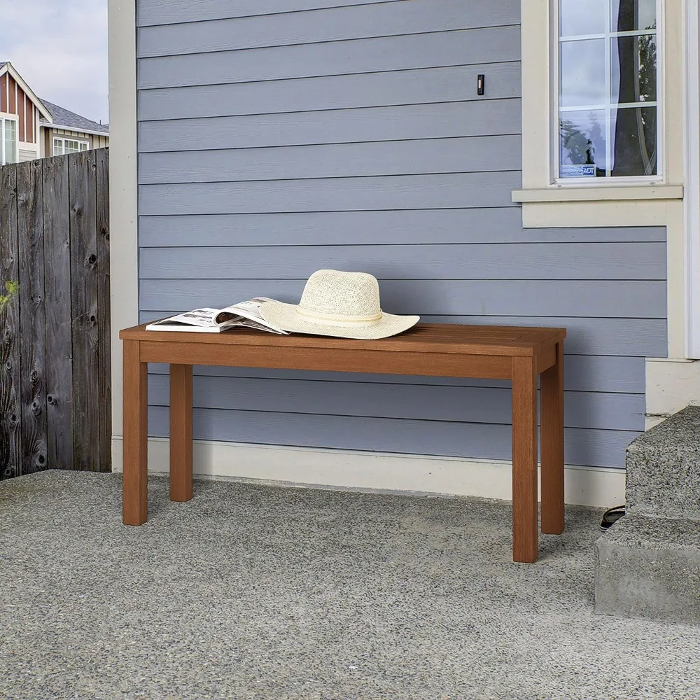 Patio Benches,  Backless Patio Bench | Eucalyptus Wood | Ideal for Outdoors and Indoors, 53