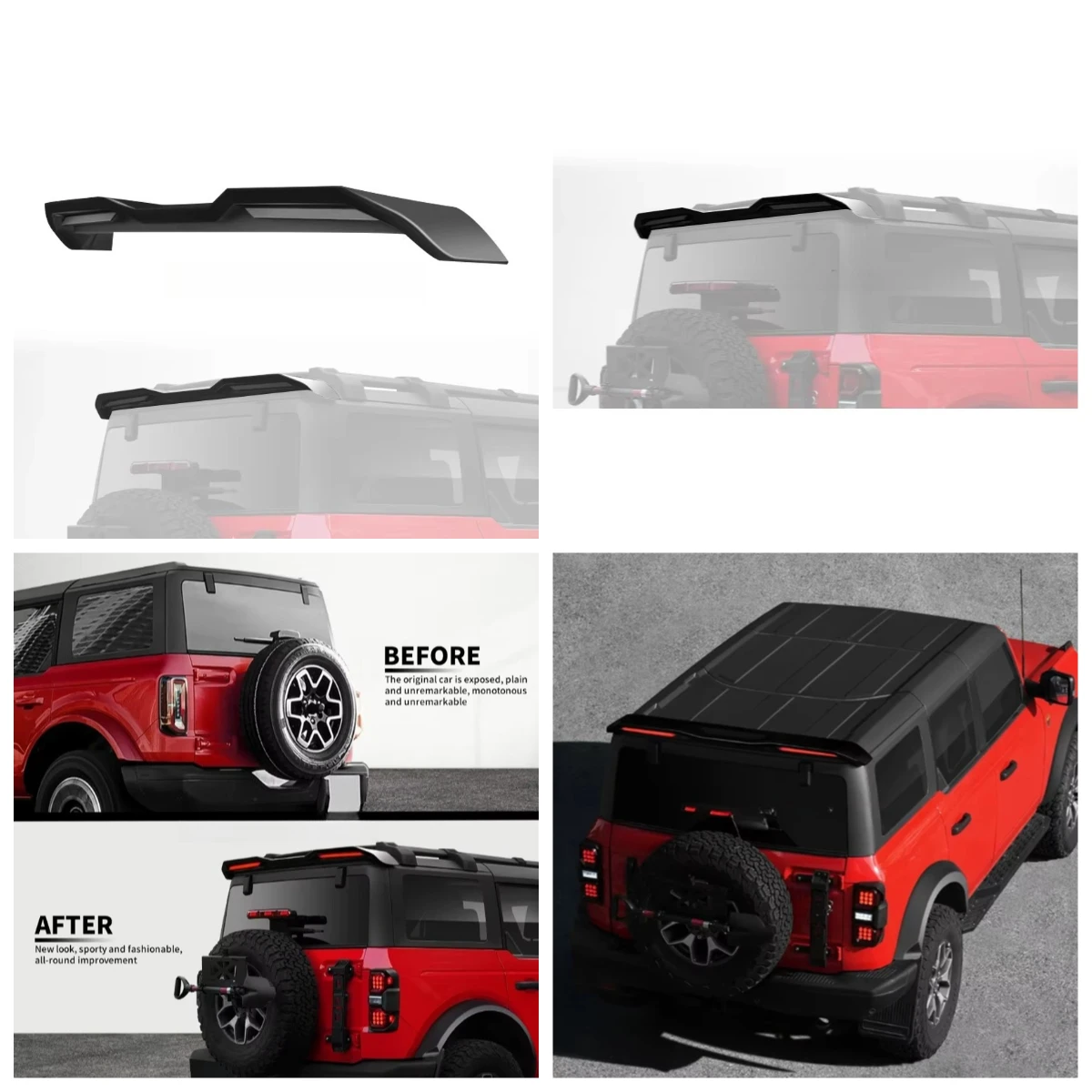 

Stlf High Quality Auto Parts Abs Rear Trunk Wing Roof Spoiler Rear Spoiler For Bronco