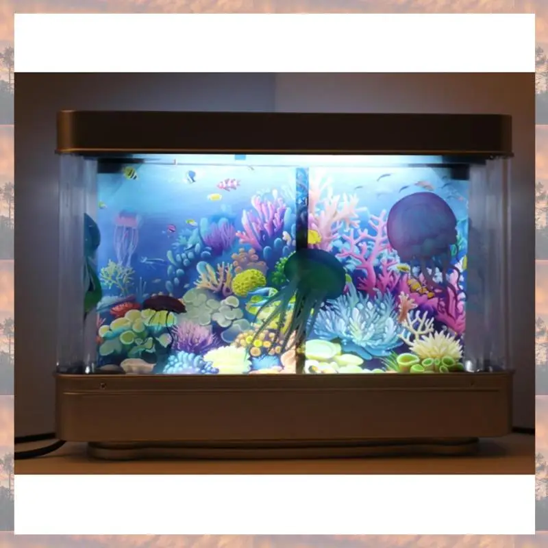 2025 Trend Simulated Fish Tank Lamp Aquarium Tank Decorative Night Light Virtual Ocean Dynamic LED Table Lamp Room Decor