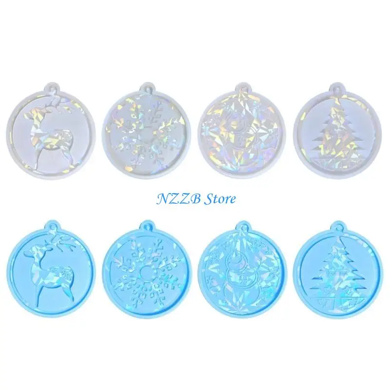 

T21F Silicone Christmas Tree Snowflake Molds Light Christmas Pendant Mold DIY Ornaments Jewelry Epoxy Crafting Mold