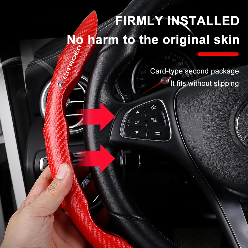 

Universal Car carbon fiber anti slip segmented steering wheel protective cover For Citroen C1 C2 C3 C4 C5 C6 C8 C4L Accessories