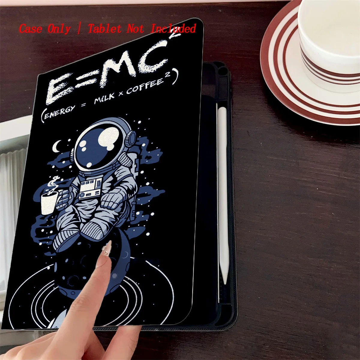 Adorable Space Astronaut Having Tea Print iPad Case for Air 4/5/6 10.9 3rd Gen 9.7 Anti-Scratch Protective Cover