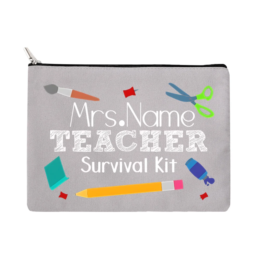 Teacher Survival Kit Gift for Teacher Back To School Thank You Gifts Pencil Pouch Personalized Teacher\'s Makeup Bag Zipper Pouch