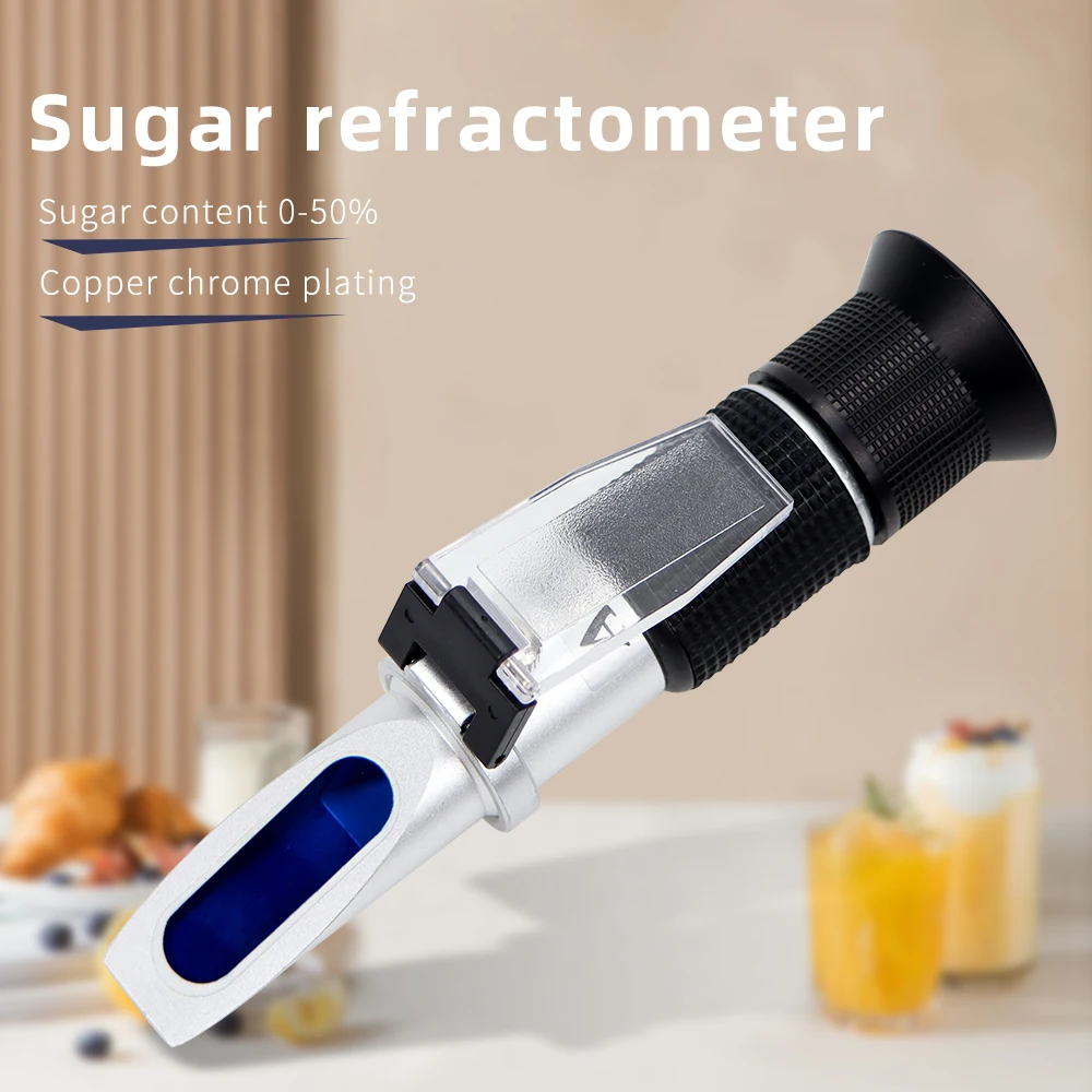 Handheld Sugar Refractometer 0-50% Brix Sugar Densimeter Concentration Tester For Fruits Juice Soup Refractometer With ATC