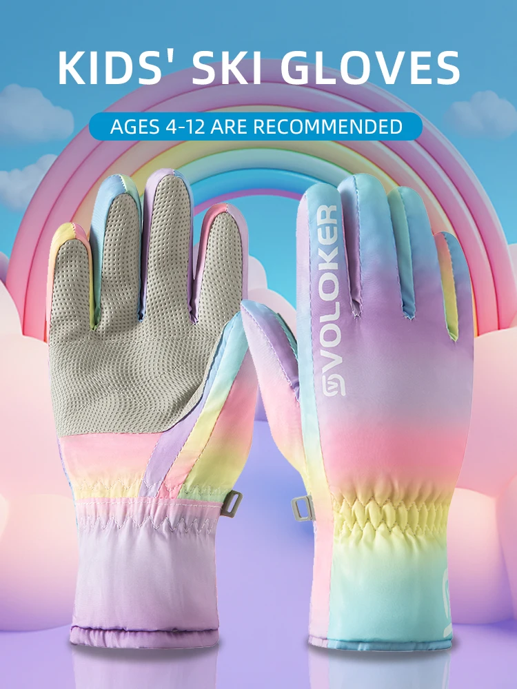 AliExpress Ski gloves winter plus velvet warm gloves zipper windproof coldproof cute five-finger cycling gloves