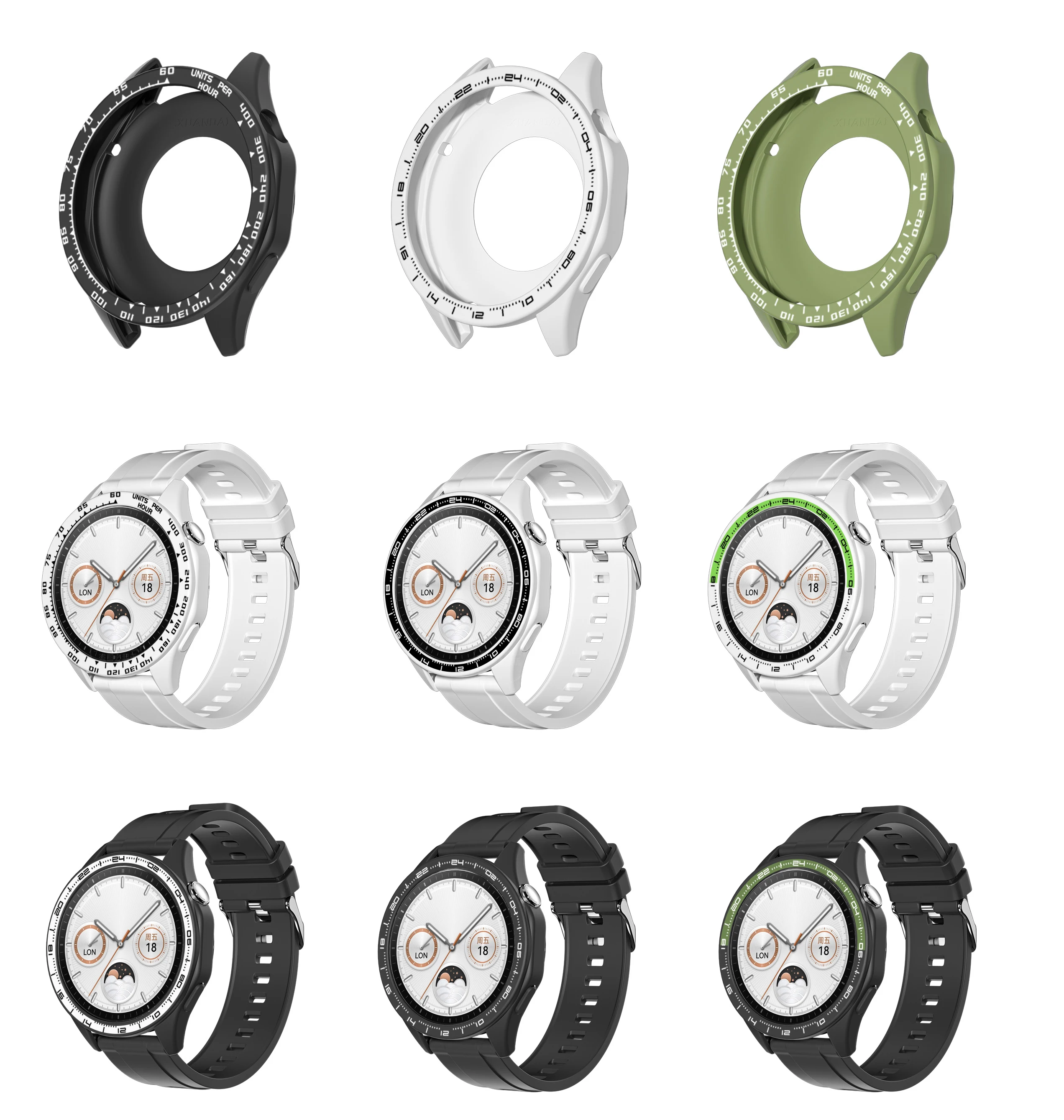 Correa de silicona para reloj Huawei GT4, marco de anillo de bisel suave, carcasa protectora, 46mm, cubierta de parachoques, pulsera GT 4