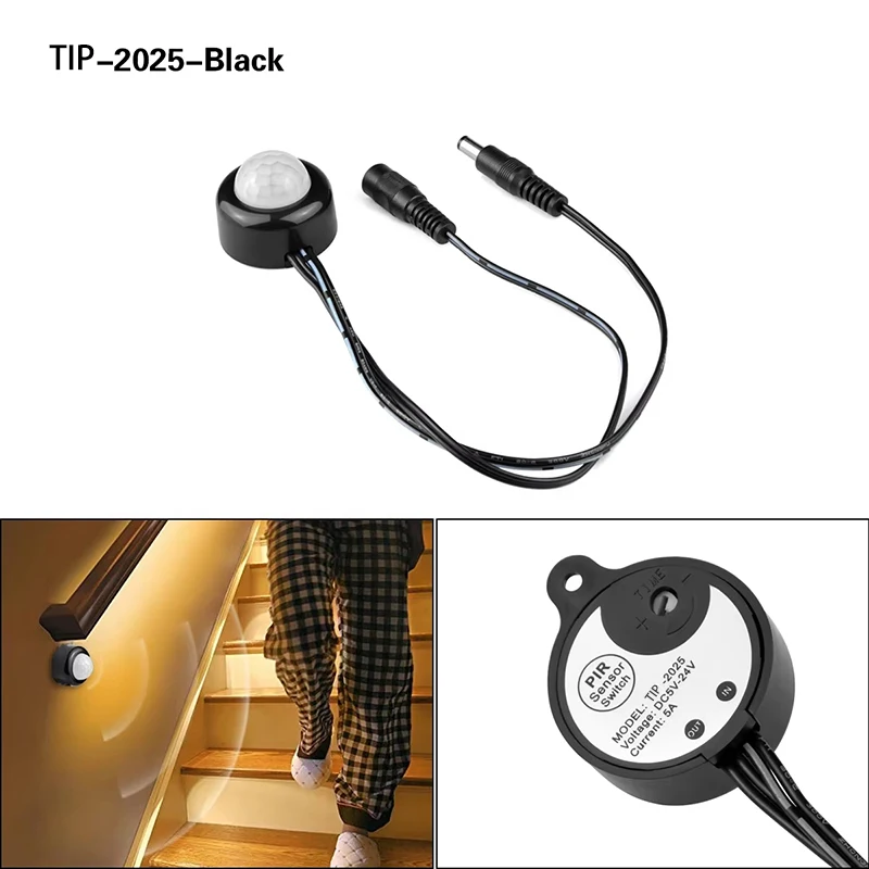 تيار مستمر 5-24 فولت حساسة للغاية PIR محس حركة مفتاح الإضاءة التلقائي مستشعر حركة بالأشعة تحت الحمراء التبديل لشريط LED RGB لون واحد