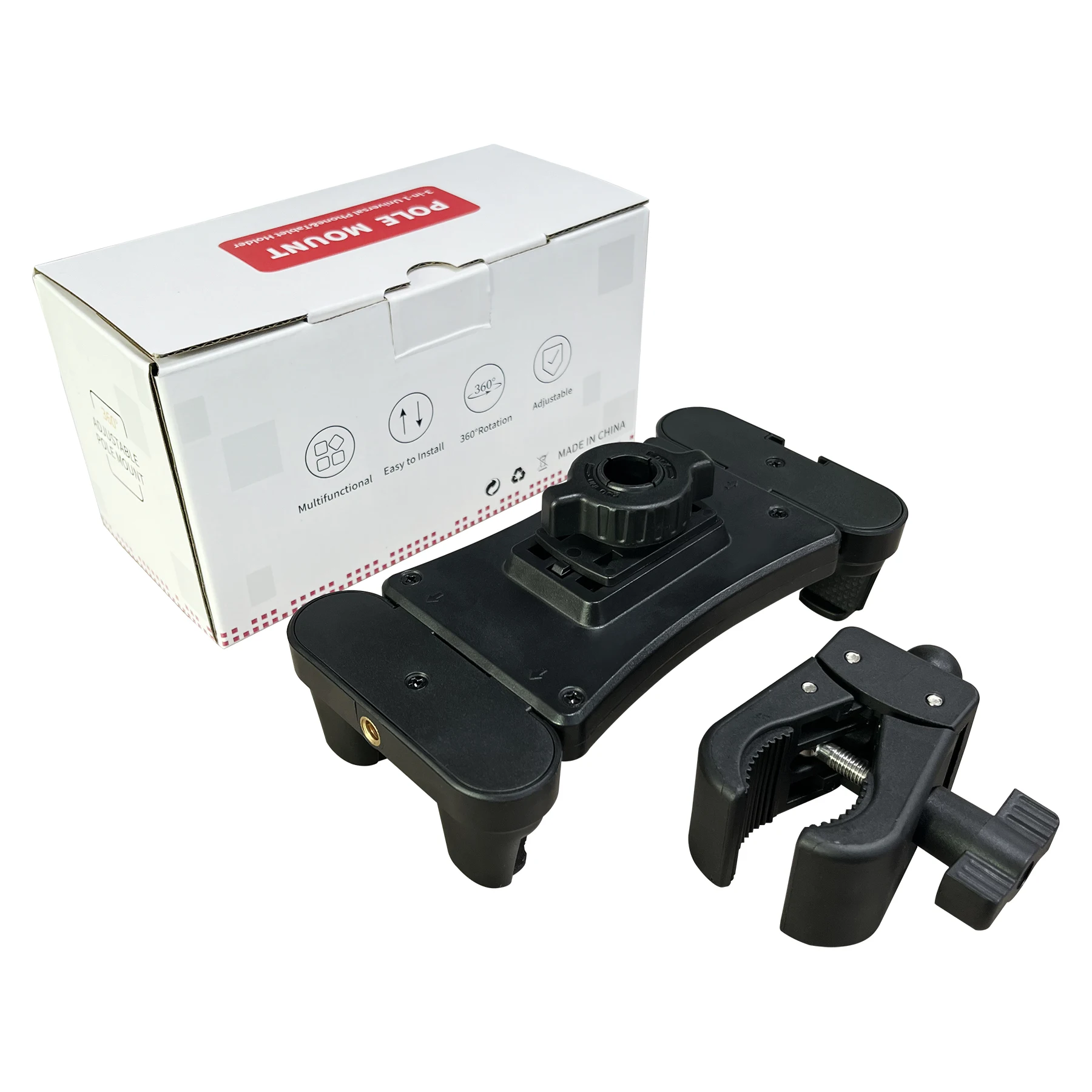 Pole Clamp with Universal Phone Holder Tablet Notebook Handbook Flat Bracket Cradle Data Collector for GPS GNSS Survey Pole