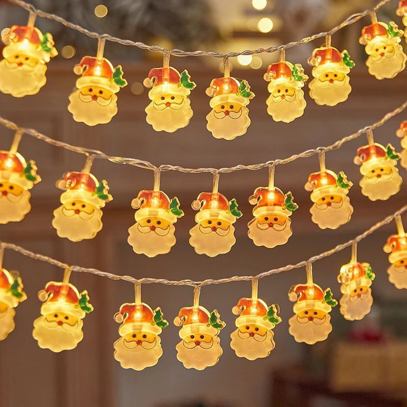 1.5m 10Led Christmas Light String Snowman Santa Cluas Xmas Tree Lamp String Hanging Ornaments Pendants Merry Christmas Decor