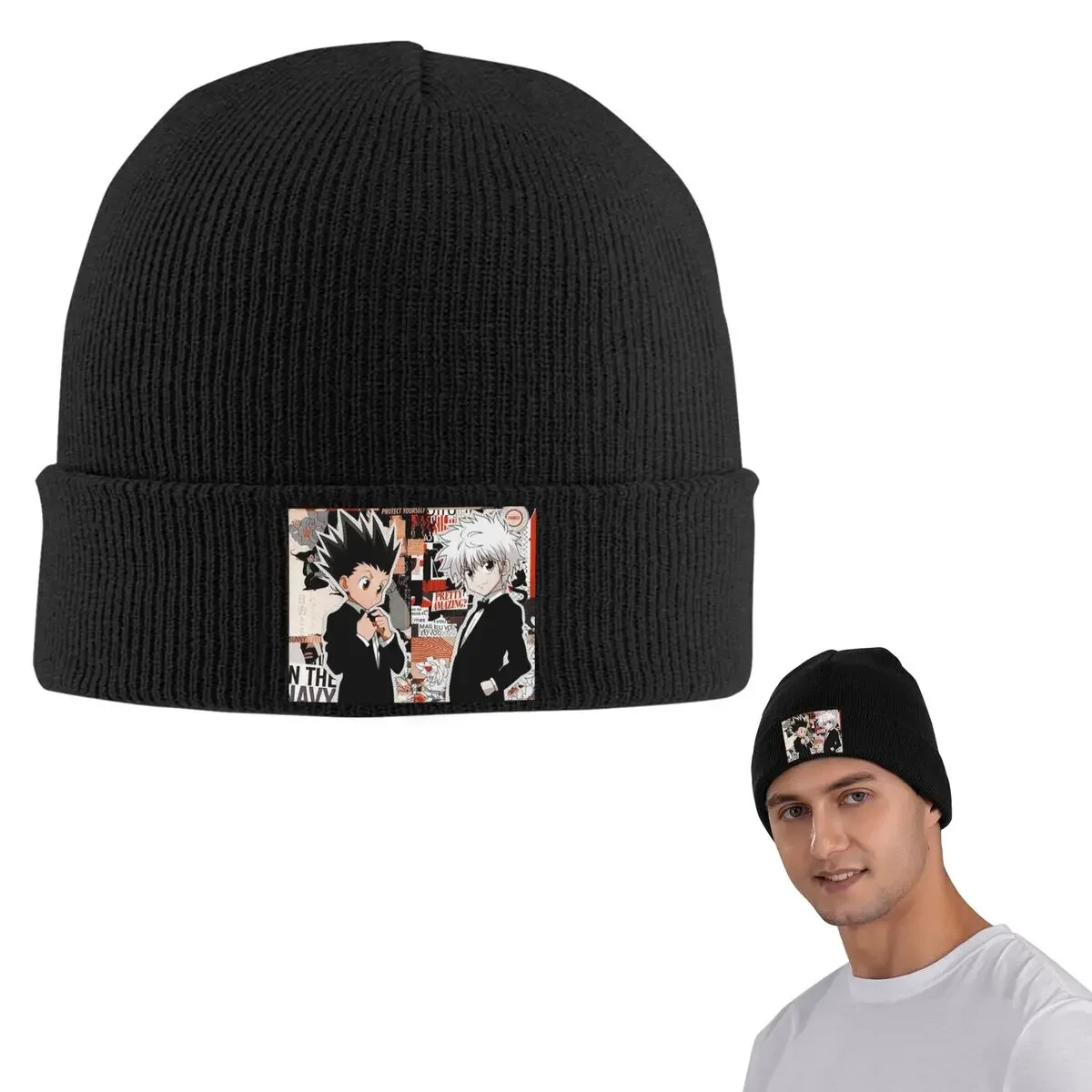 Anime HXH Hunter X Hunter Warm Knitted Cap Hip Hop Bonnet Hat Autumn Winter Outdoor Beanies Hats For Unisex Adult