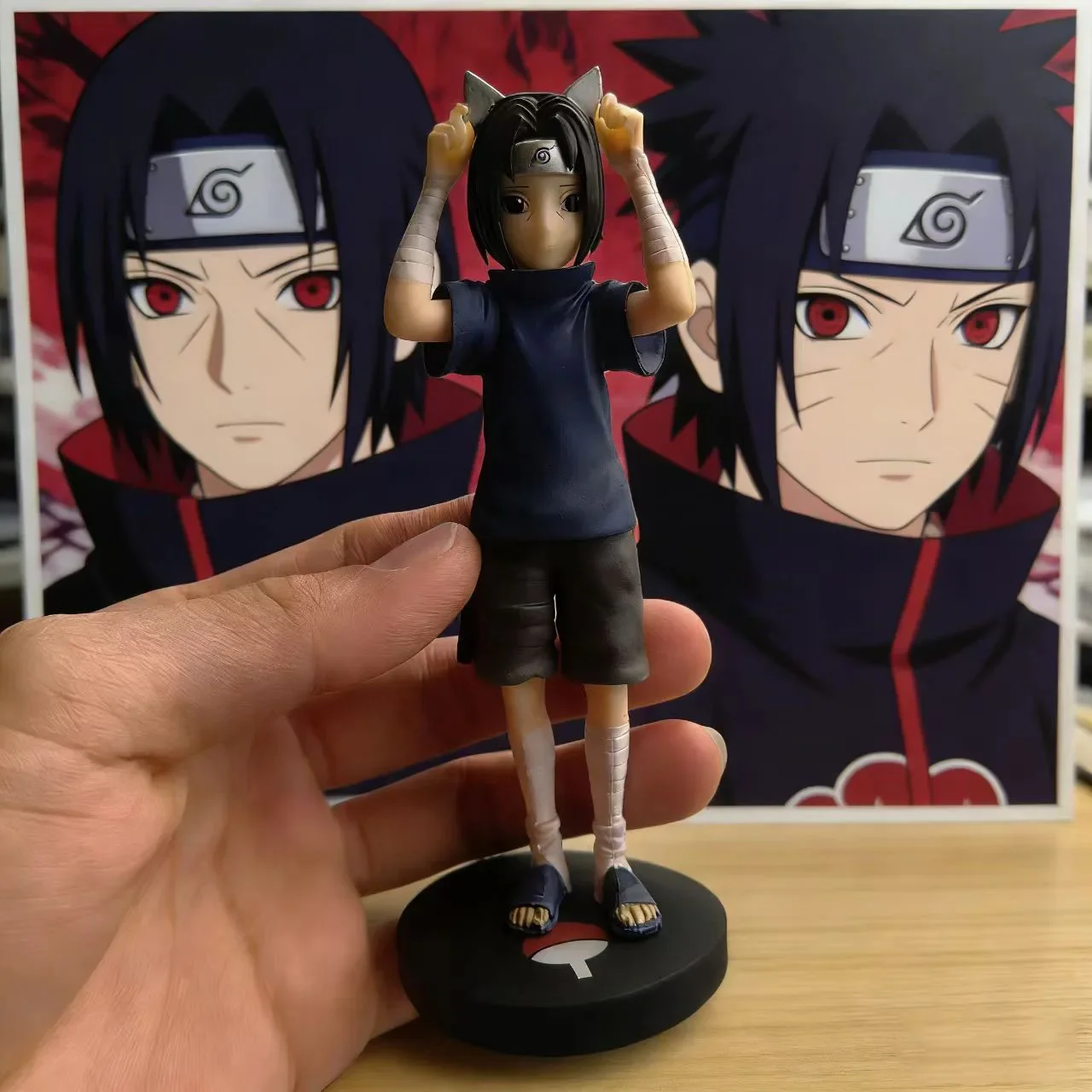 UU Hot 13cm Cartoon Naruto Anime Figure Standing Posture Cat Ears Childhood Itachi Uchiha Akatsuki Figure Doll Toy Decoration