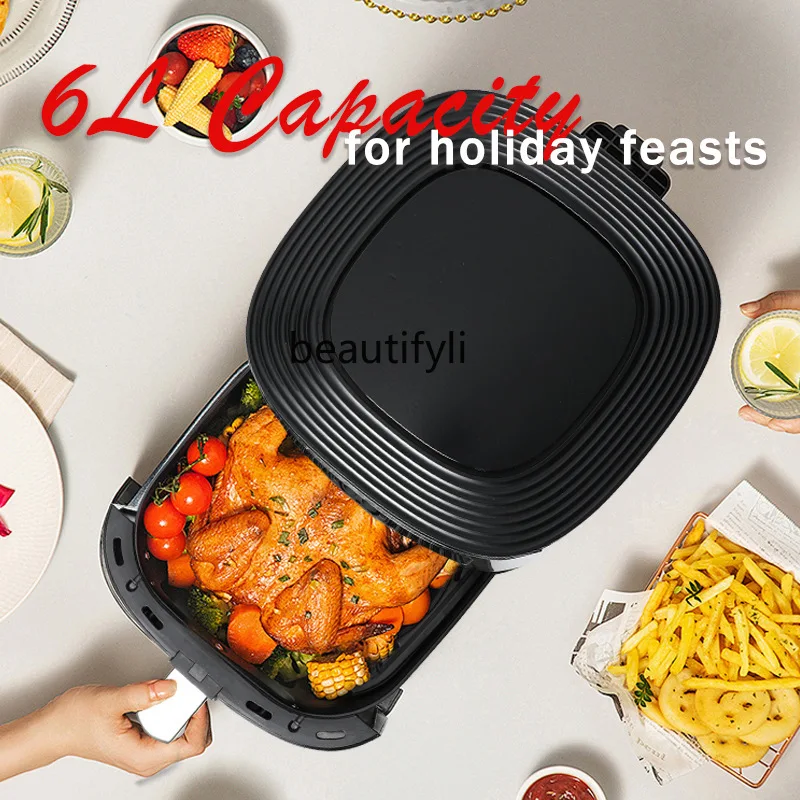 Penggoreng Udara Rumah Tangga Visual Kapasitas Besar 5,5L Oven Penggoreng Listrik Udara Integrasi Multifungsi