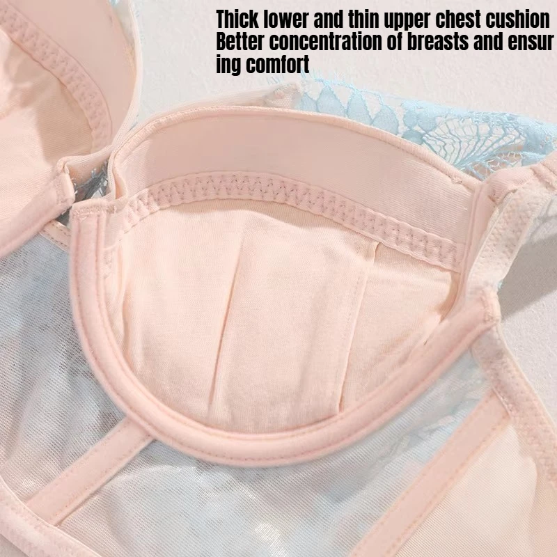 Women\'s Lace Bra Minimizer Bras 3/4 Cup Non-Padded Underwire Floral Embroidery for Female Plus Size Bra 70 75 80 85 90 BCD