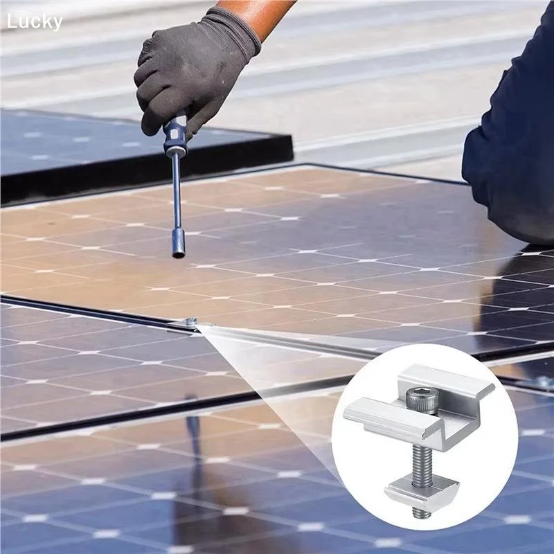 Aluminum Solar Panel Mid Clamp With Rust Resistant Surface Strong Fixation For Roof Solar MountingLivable Decoration