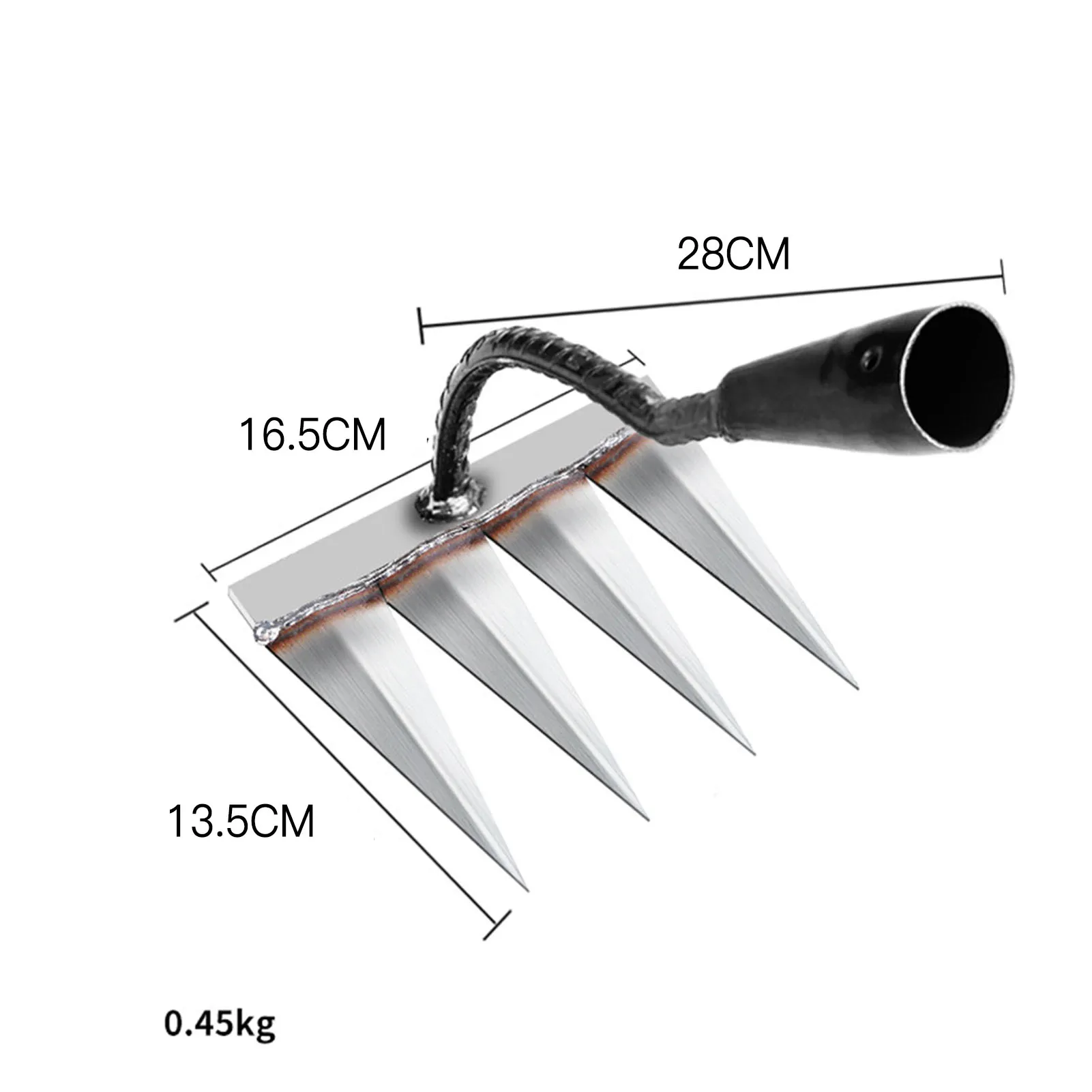 Steel Garden Rake for Backyard Gardening Homeowners Heavy Duty 5 Tine Weeding Tool Soil Loosening Durable Equipment
