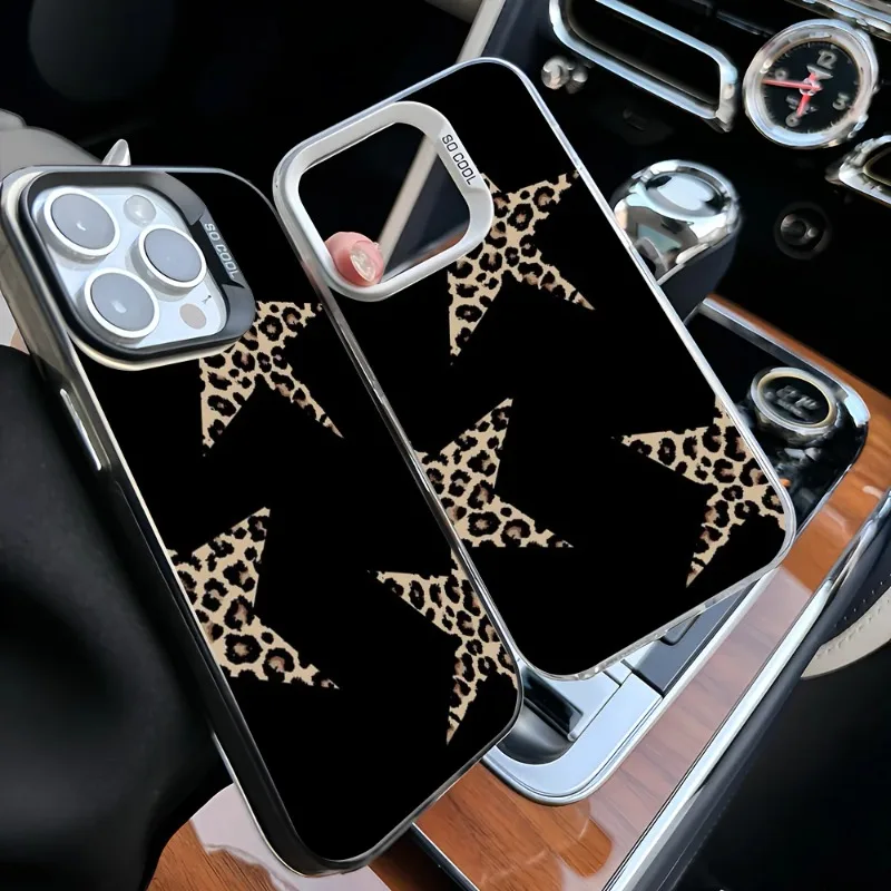 

Black Leopard Print Phone Box IMD Phone Box 16 15 14 13 12 11 Pro Max Plus Color Color Silver Cover