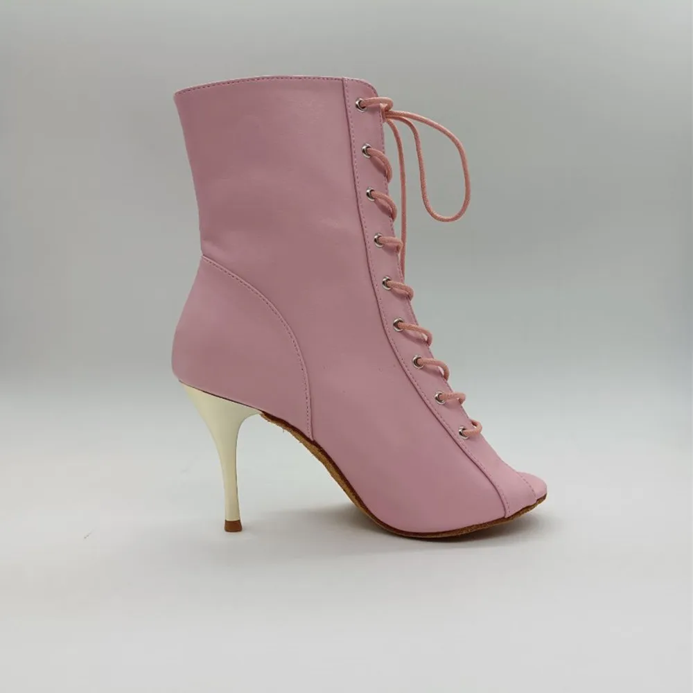 Zapatos de baile latino para mujer, botas de baile de salón, Tango, tacón de 8,5 cm, zapatos de fiesta de Salsa, novedad