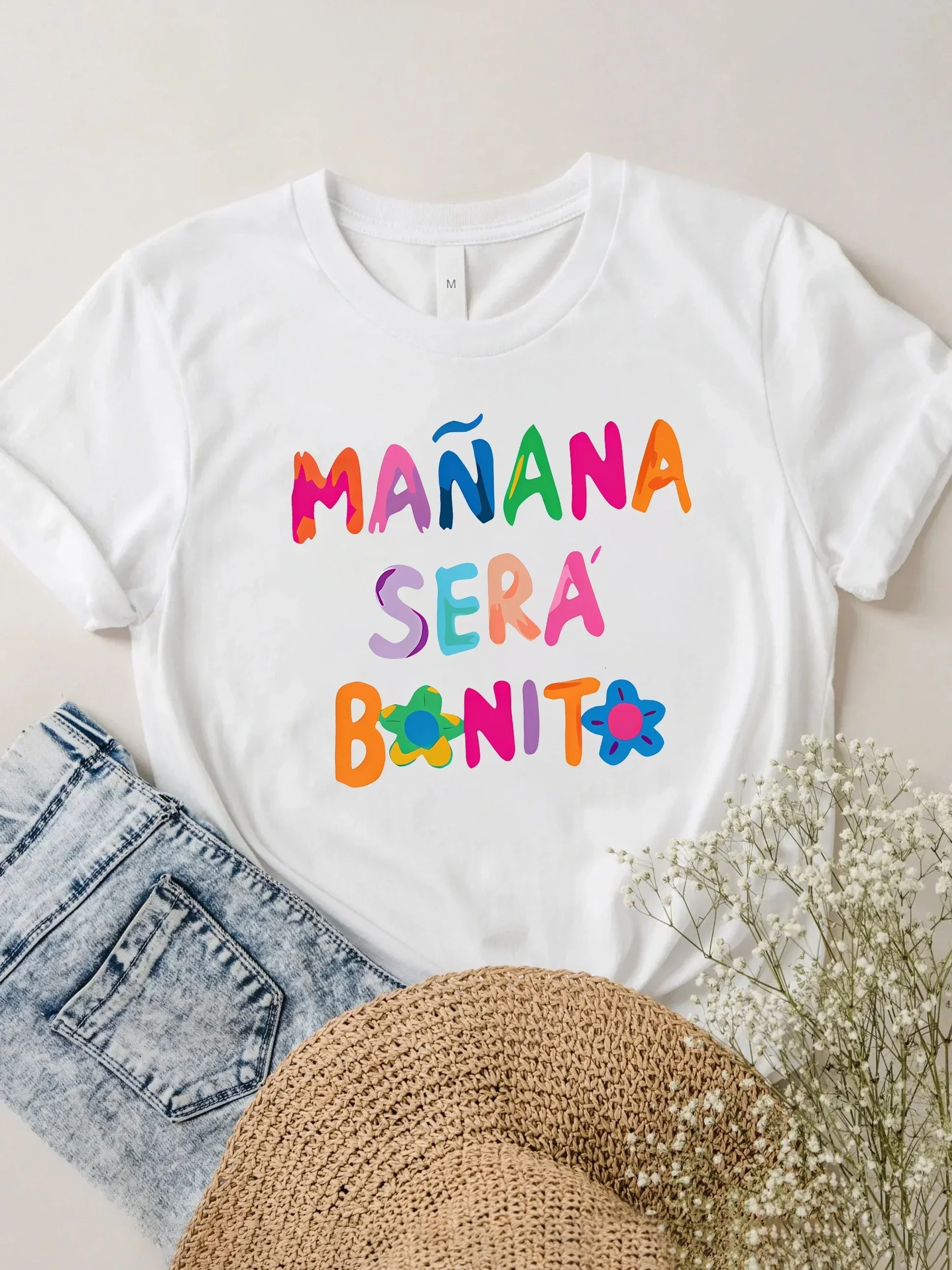 

Letter Print T-Shirt Short Sleeve Crew Neck Casual Top Summer Spring Women's Clothing Summer Short Sleeved Harajuku Streetwear