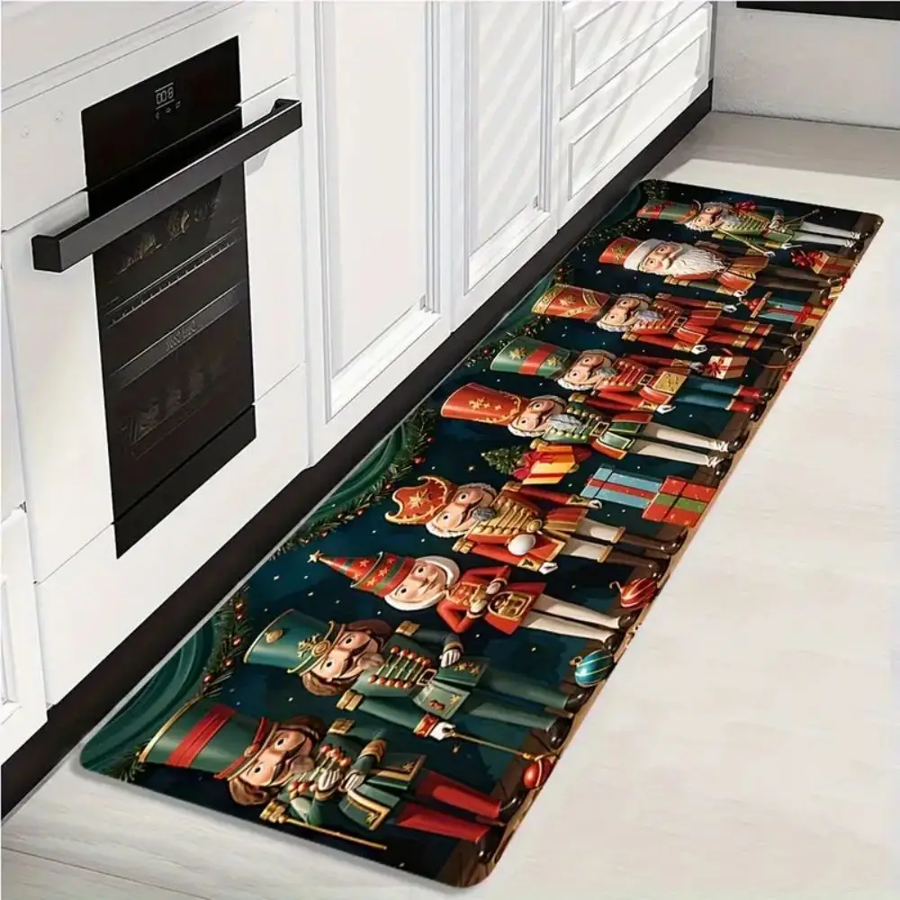 VIKAMA Christmas Themed Nutcracker Soldier Pattern Carpet Living Room Bedroom Home Decor Carpet Kitchen Decor Floor Mat