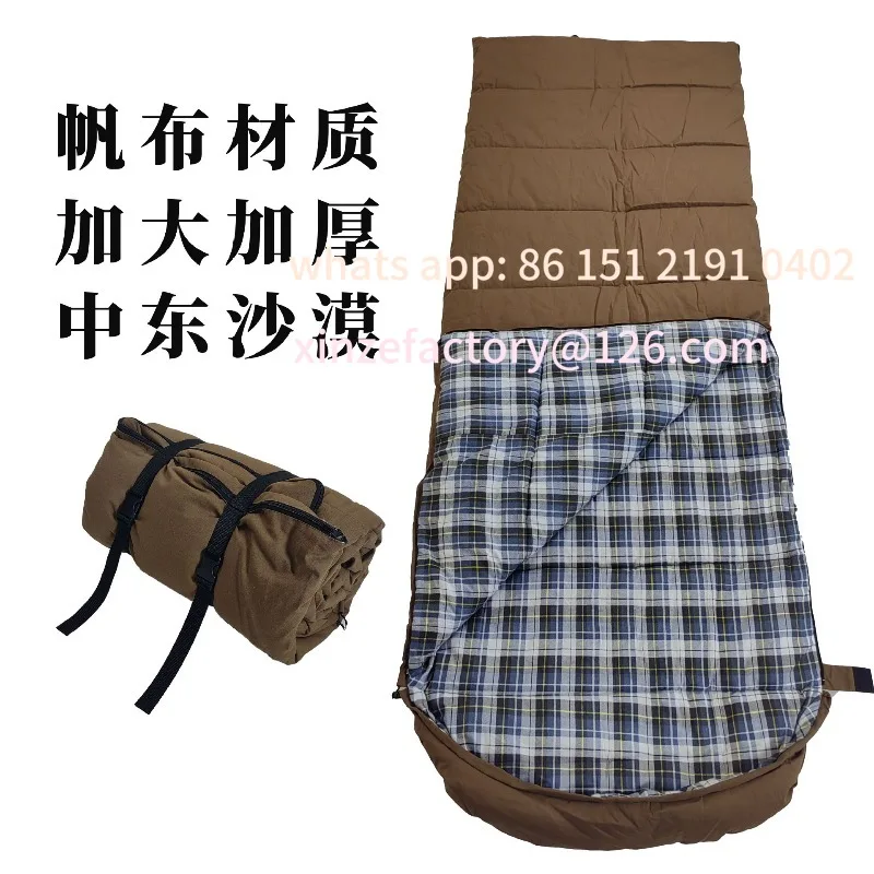 

Customizable Winter Outdoor Sleeping Bag Middle East Desert Camping Travel Canvas Cotton Sleeping Bag Single