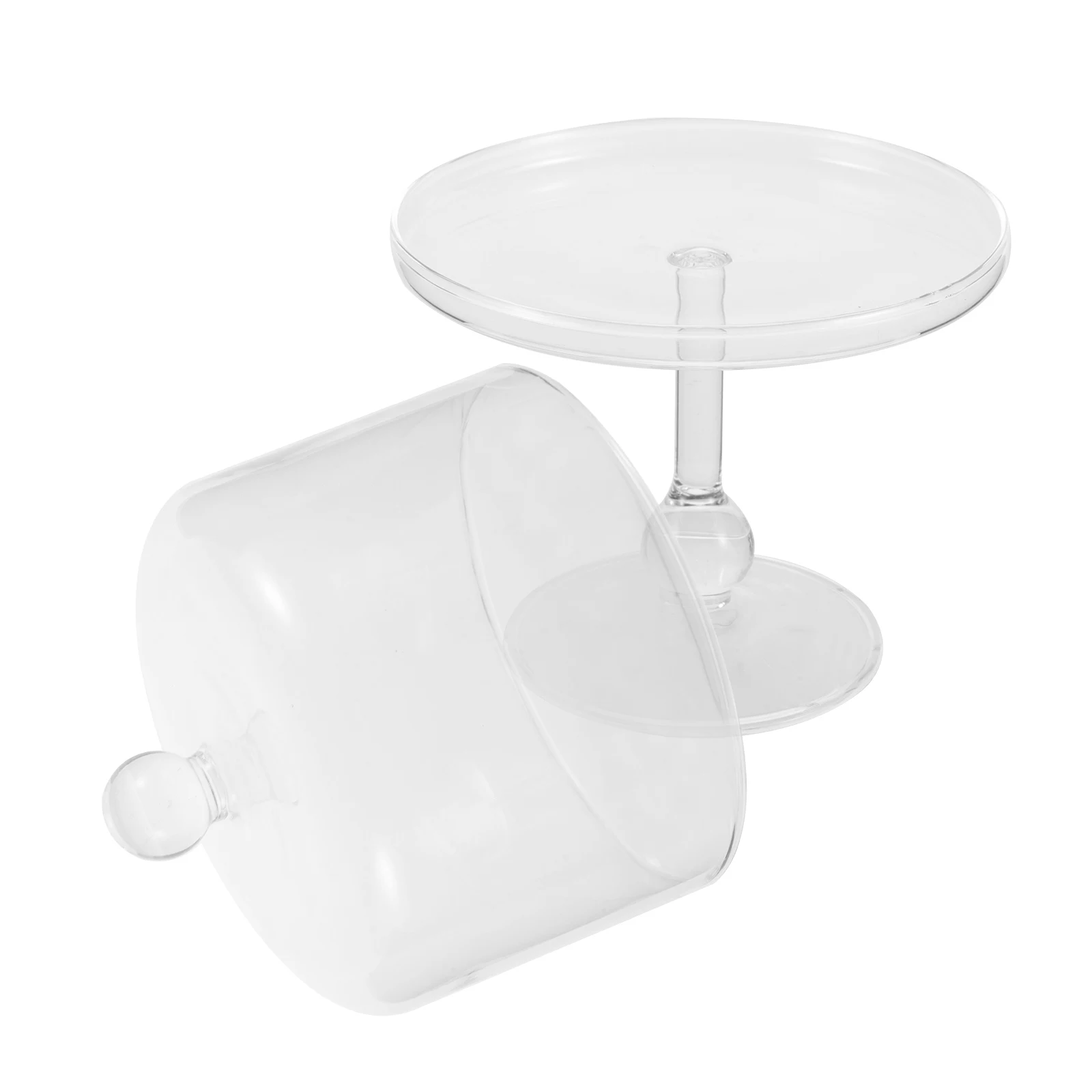 

Hoement Cake Display Stand with Dome Lid Transparent Glass Dessert Tray Holder for Birthday Party Cup Stand
