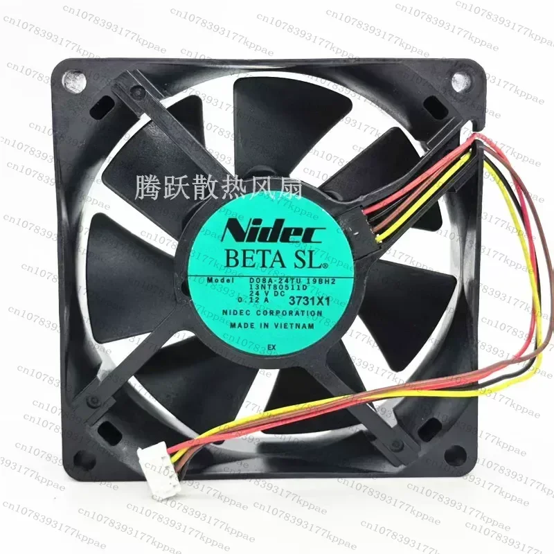 1PCS for NIDEC D08A-24TU 19BH2 24V 0.12A 8025 8CM 4-Wire Cooling Fan for Copier