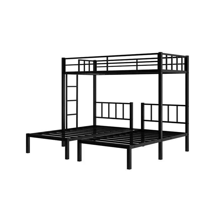 

Современный дизайн Twin Over Twin с боковой лестницей и ограждением в полный рост Компактный дизайн Металлическая двухъярусная кровать Кровать в общежитии Лофт